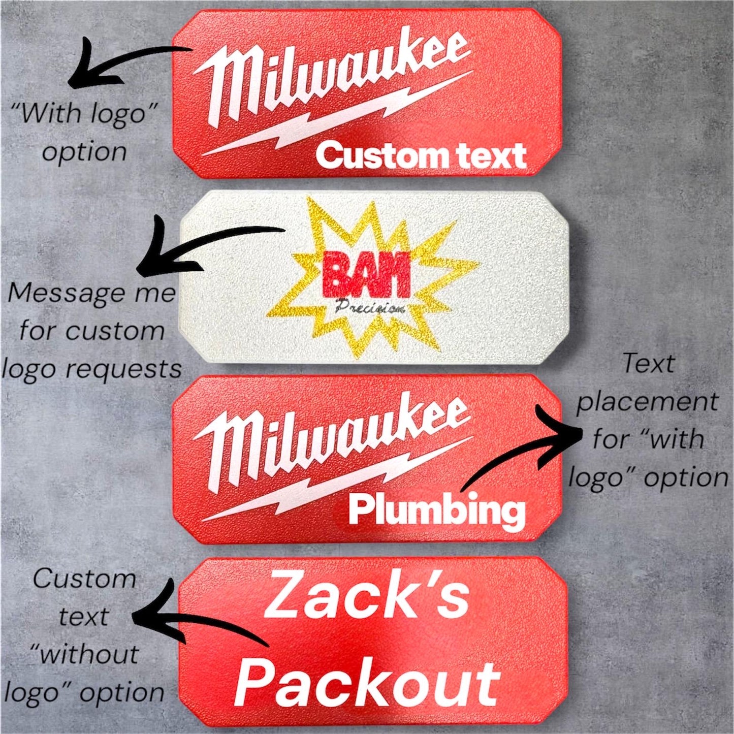 Custom Milwaukee Packout Name Plate | Personalized Label for Wall Plates & Drawer Boxes