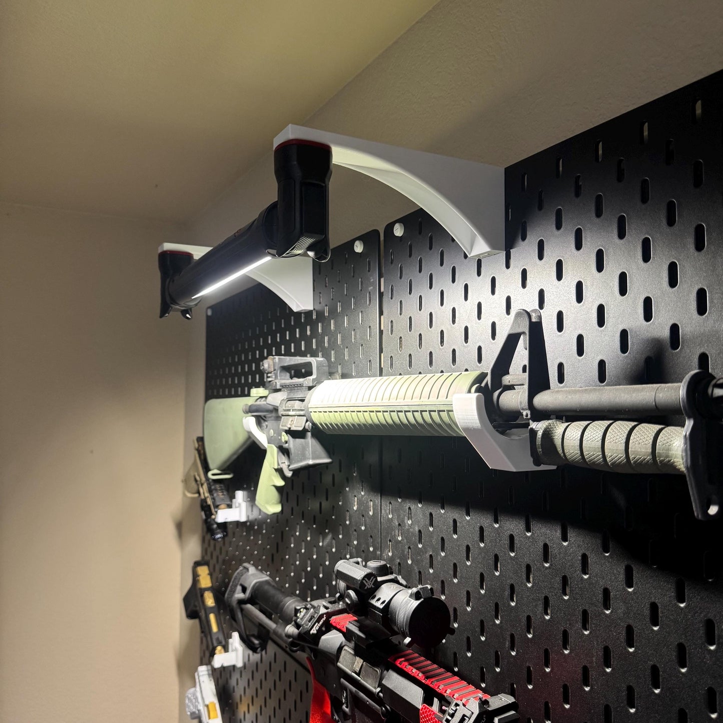 IKEA SKADIS Magnetic L-Bracket Light Holder | Heavy Duty Pegboard Mount