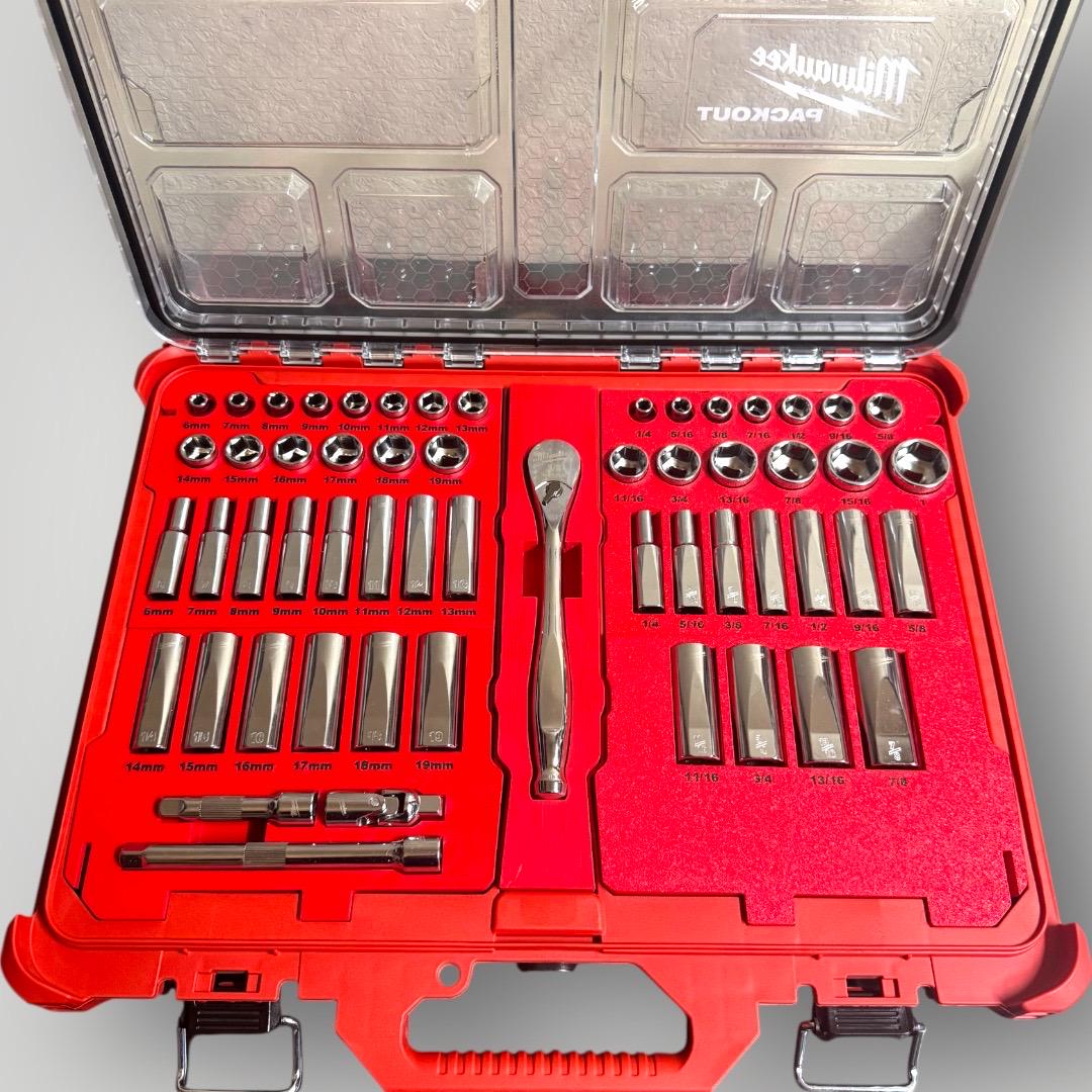 Milwaukee Packout Socket Insert | 3/8" Drive 56PC, Dual-Color