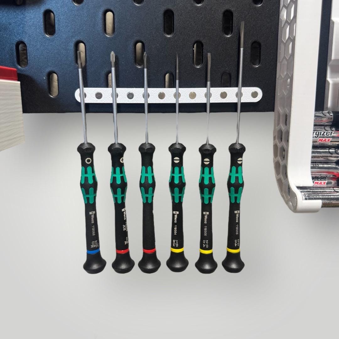 IKEA SKADIS Magnetic Tool Organizer | Slim Pegboard Holder for Precision Screwdrivers, Files & Bits | 4 Sizes