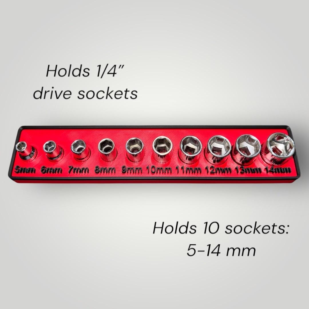 Modular Socket Organizer | 1/4” Drive Metric | Gridfinity Compatible | Custom Two-Tone Color