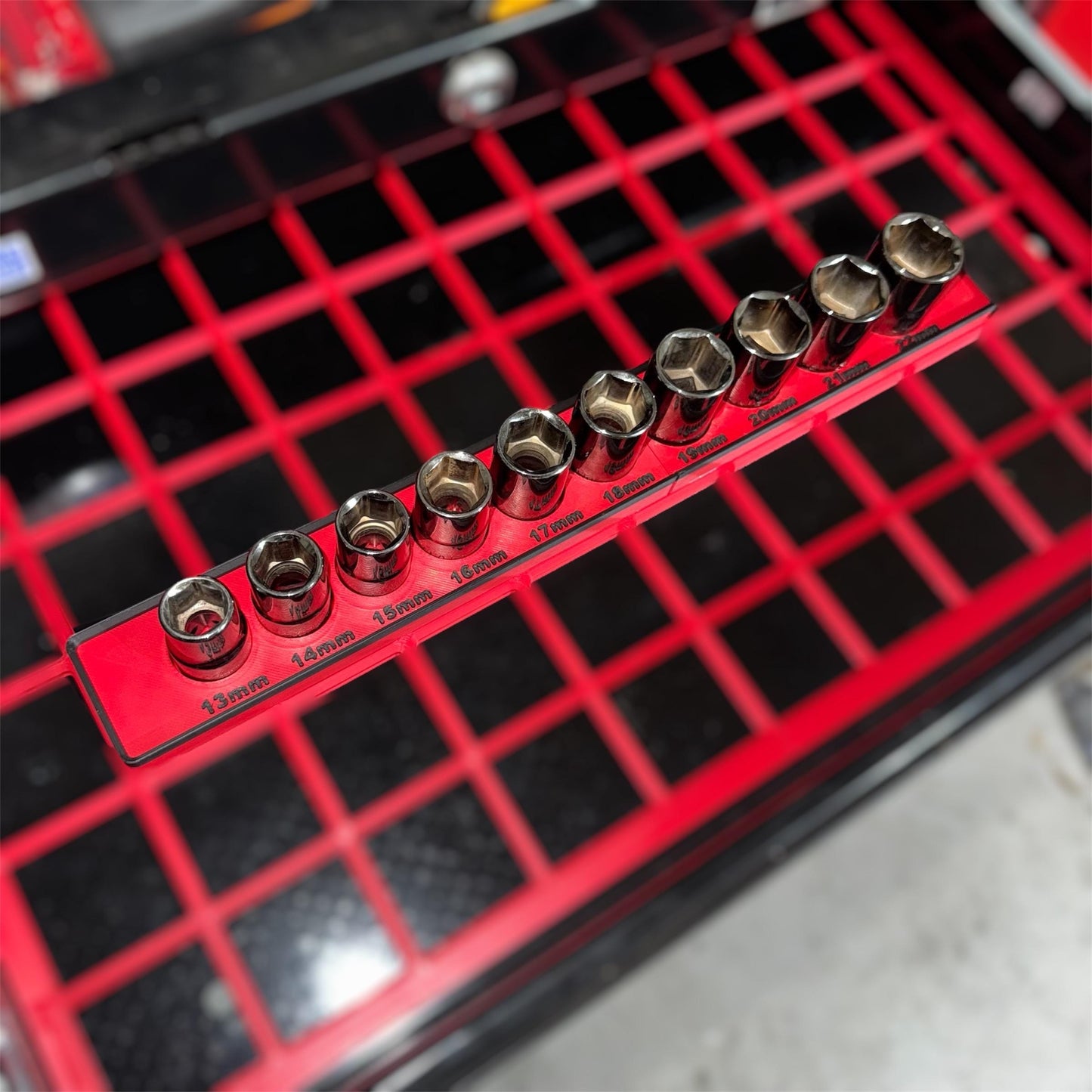 Modular Socket Organizer | 1/2” Drive Metric | Gridfinity Compatible | Custom Two-Tone Color