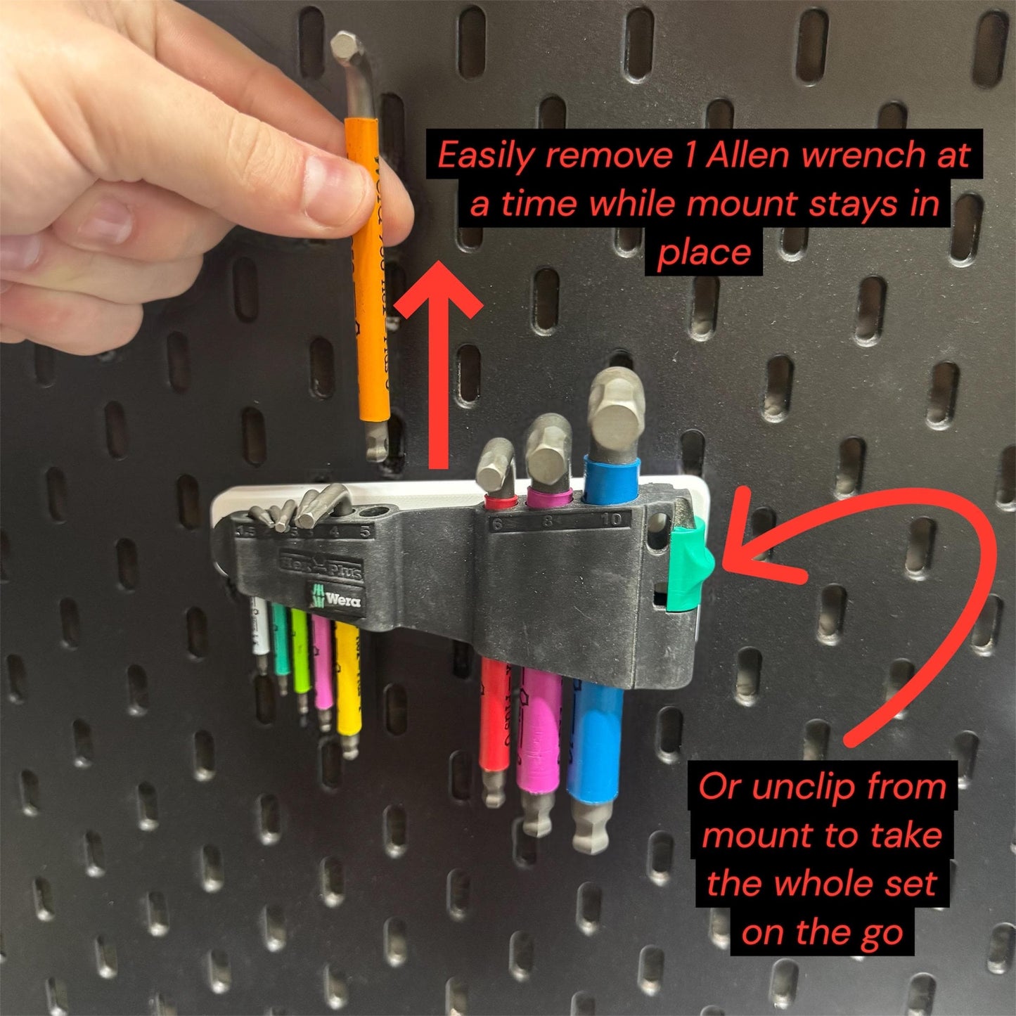IKEA SKADIS Attachment for Wera Hex Plus Allen Wrench Set | Quick Release Skadis Mount