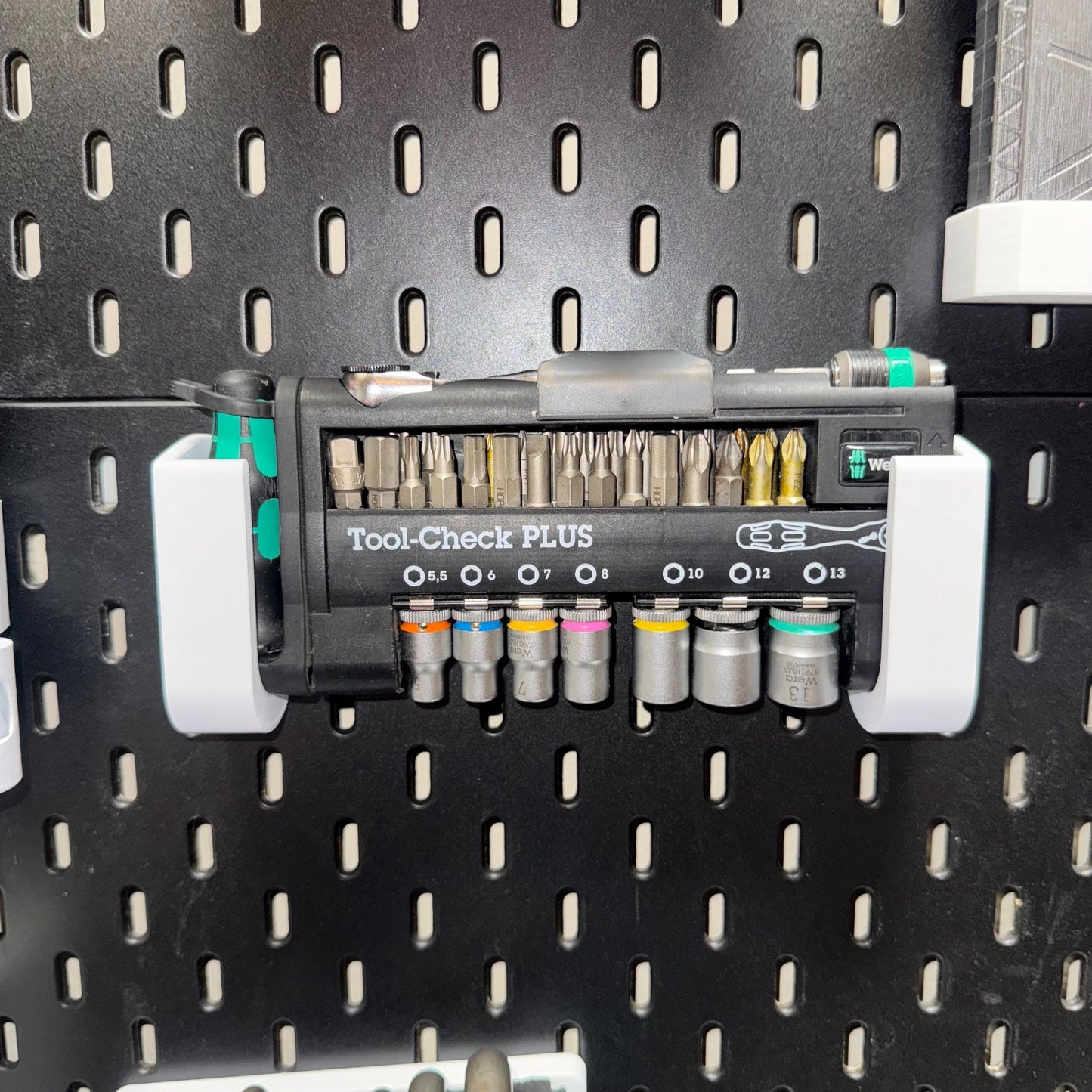 IKEA SKADIS Mount for Wera Toolcheck Plus | Quick Access Slide In Holder | Pegboard Organizer