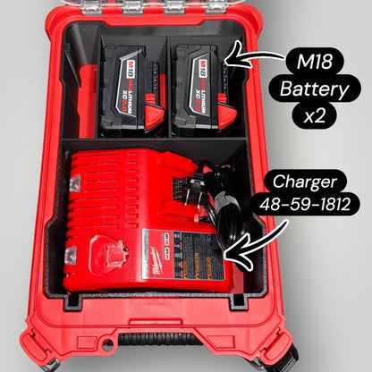 Milwaukee PACKOUT Organizer Insert (48-22-8435) | Holds M18/M12 Charger & 2 M18 Batteries