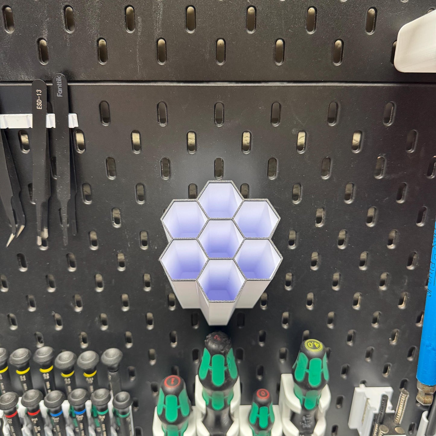 Hexagonal 7-Compartment IKEA SKADIS Organizer | 45 Degree Angled Tool & Pen Holder