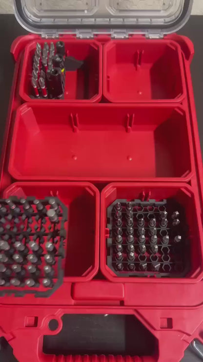 Rotating Drill Bit Organizer for Milwaukee Packout Shallow Bins | Accommodates All Lengths