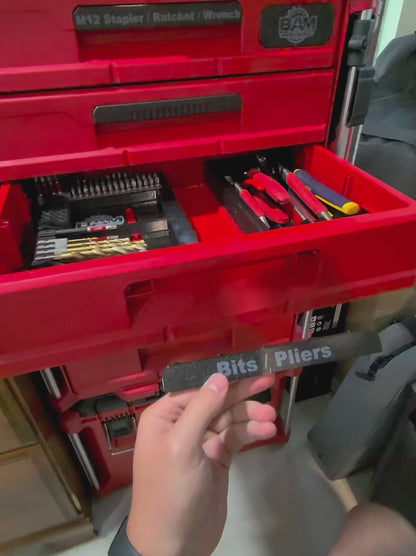Custom Text Replacement Handle Label for Milwaukee Packout Drawers (48-22-8442 & 48-22-8443)