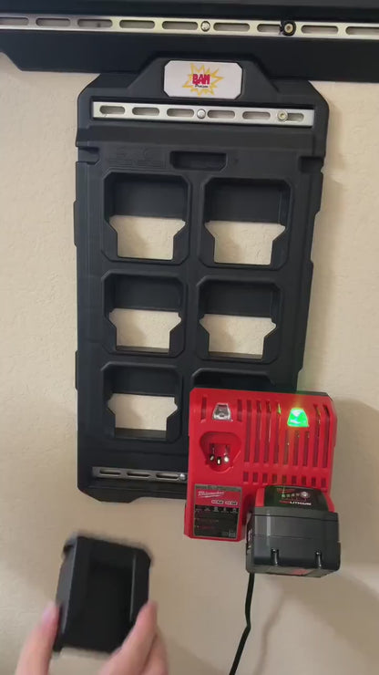 Secure M18 Battery Holder for Milwaukee Packout Wall System | Anti-Drop Locking Notch | Double Slotted