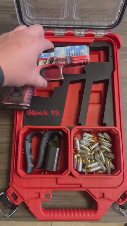Custom Milwaukee Packout Insert For Compact Pistol – Gun Case Insert with Mag Slots & Cup Space