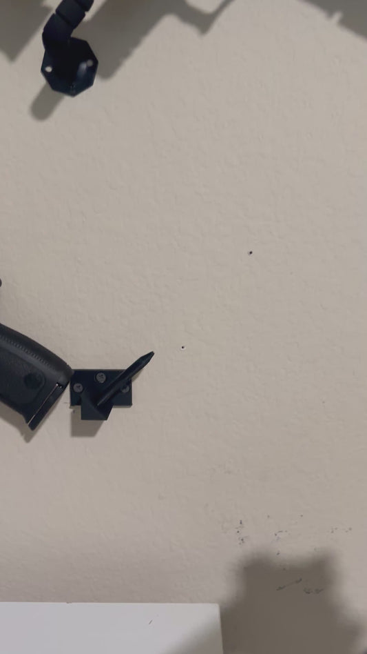 Universal 9mm Pistol Wall Mount | 3D Printed Base + Interchangeable Barrel Pins | Various Orientation Options